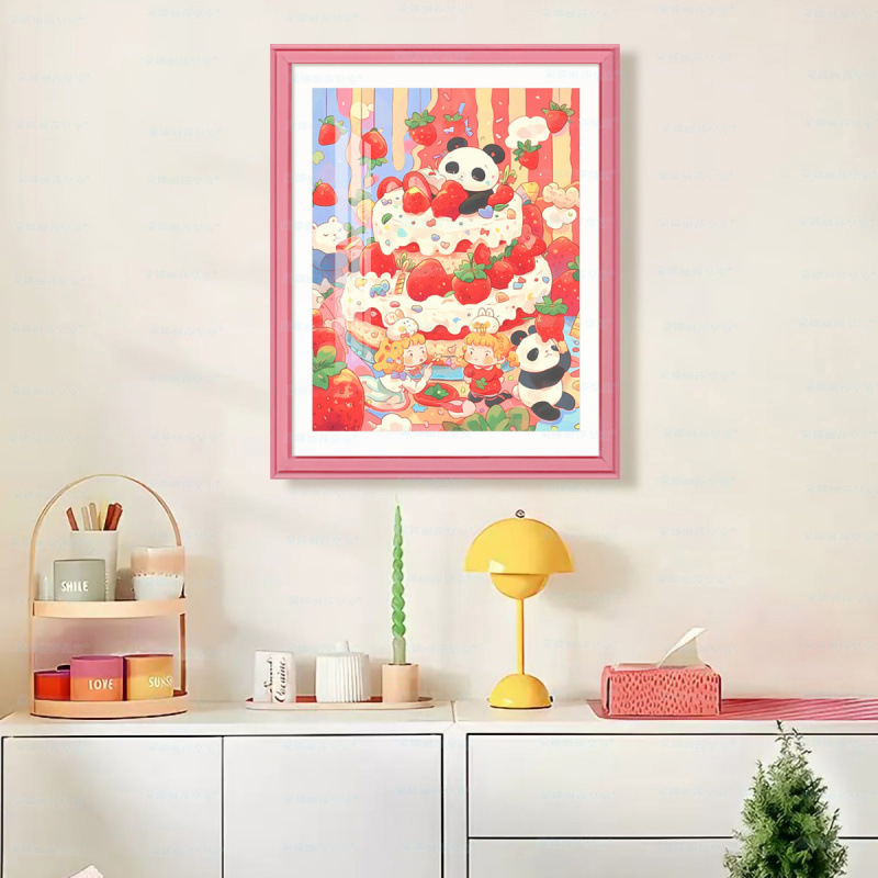[Algodón importado] Mona Lisa Real Panda Strawberry Party nuevo bordado simple y lindo a mano image 4