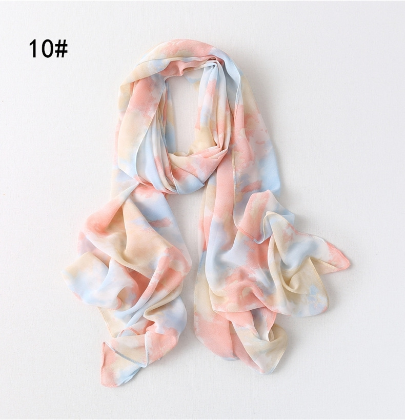 Tie Dye Pattern Summer Season Women'S Gender Simple Style Style Women's Simple Style Tie Dye Chiffon Scarf