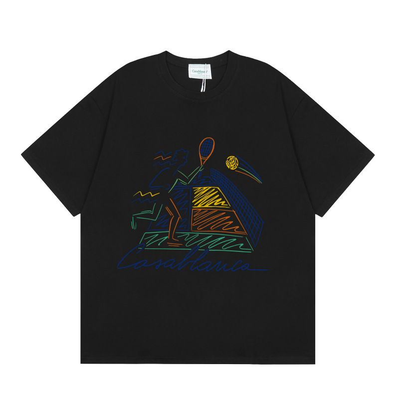 クロスボーダーカサブランカ夏新作カサドリームゲートプリント男女兼用ルーズ半袖Tシャツ純綿|undefined