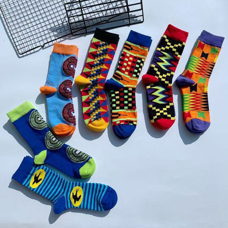 Men's socks, trendy socks, personalized fashion brand, unisex couple mid-high cotton socks wholesale