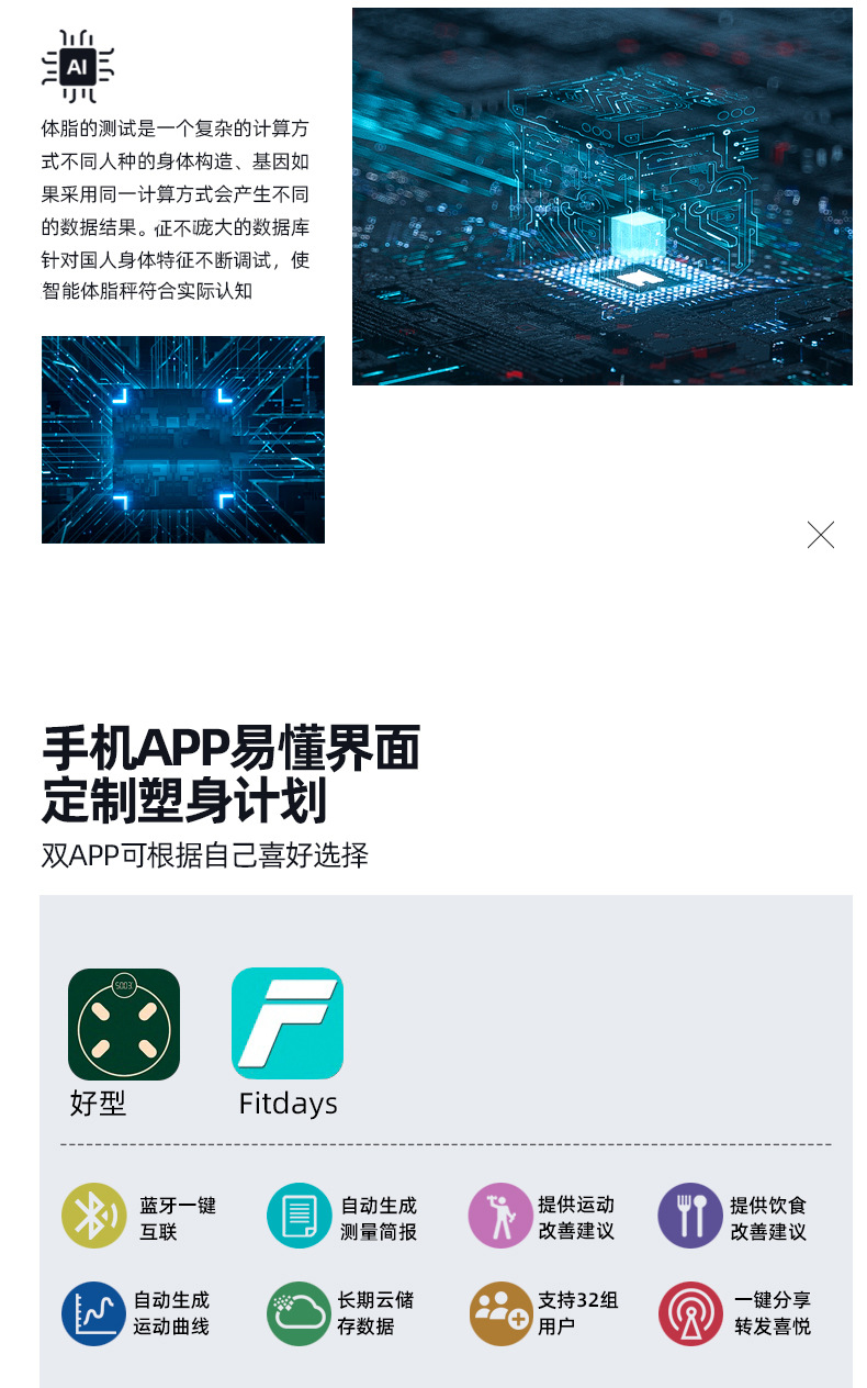 沃莱厂家智能精准体脂秤小型测脂蓝牙APP人体秤便携体重秤批发详情7
