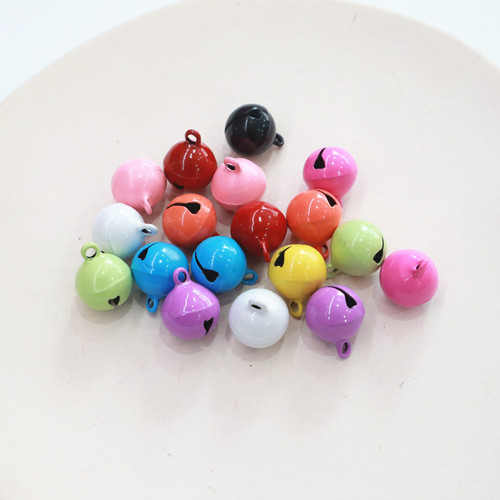 14mm iron candy color painted small bell keychain doll accessories pet collar pendant Christmas metal bell