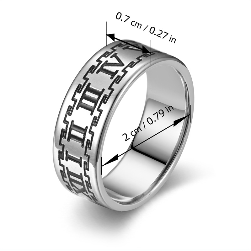 Hip-Hop Vintage Style Cross Checkered Titanium Steel Men's Rings Men Band Rings display picture 14