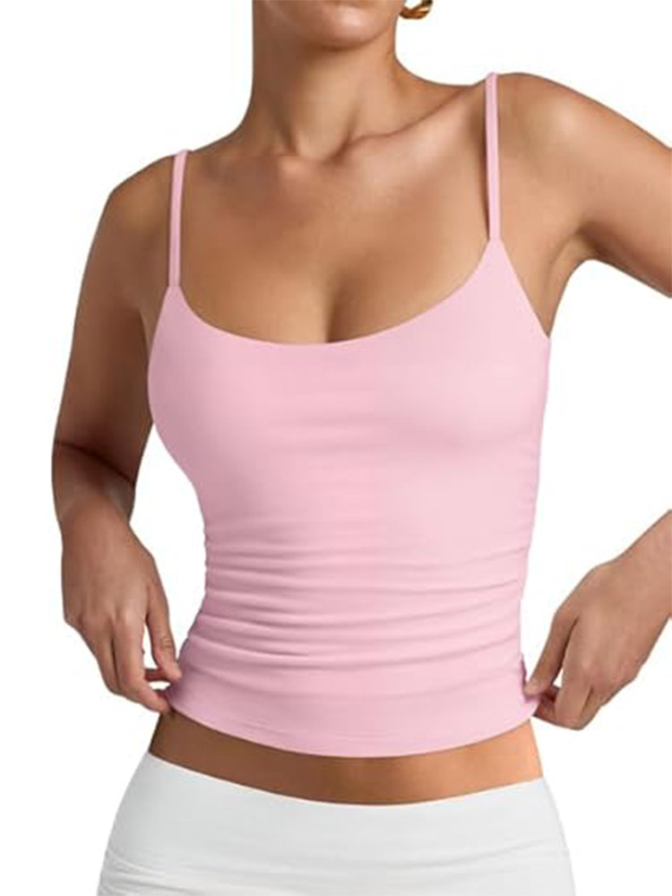 Spot Amazon New European and American Style Low Round Neck Vest Adjustable Camisole Summer Sleeveless Top