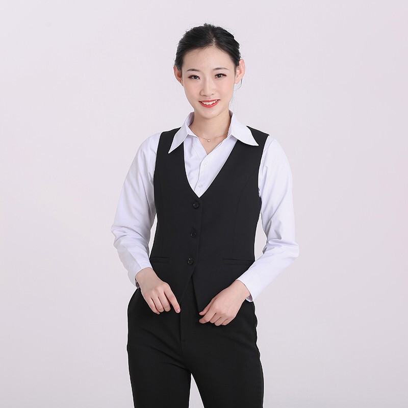 Women's professional suit vest vest slim V-neck black vest bank hotel work clothes manufacturers wholesale Women's professional suit vest vest slim V-neck black vest bank hotel work clothes manufacturers wholesale