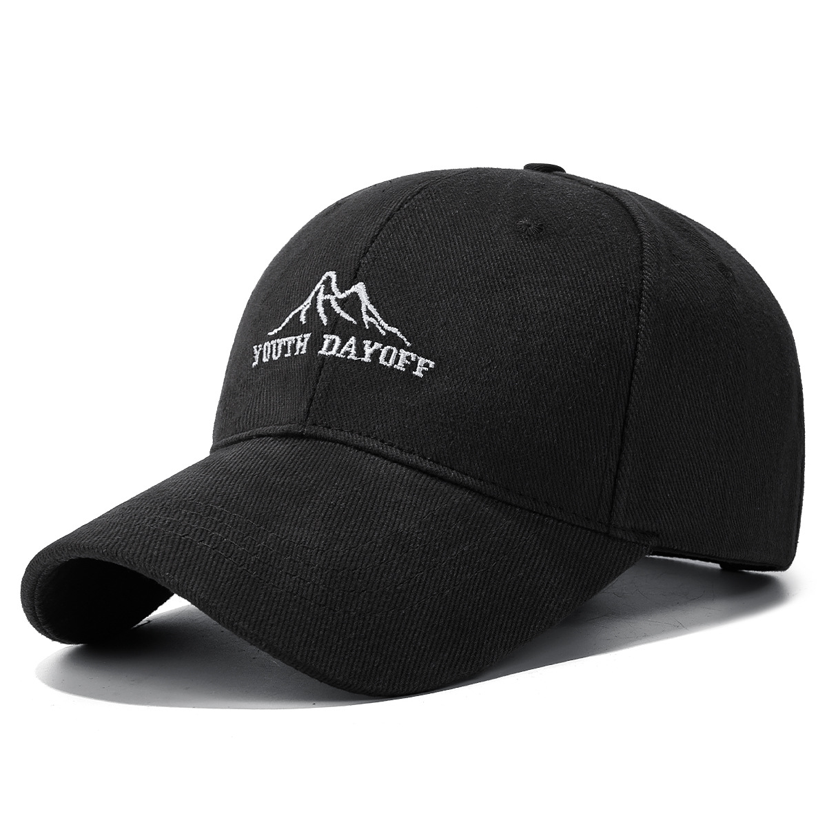 Ganzjahres-Baseballkappe aus Baumwoll-Twill mit besticktem Berggipfelmotiv, modisch und schlicht, mit Entenschnabelform, lässiger Sonnenhut für draußen._voghion.com
