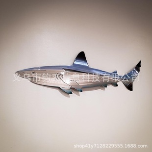 Cross-border Independent Station Shark Stainless Steel Decorations Home Metal Decorations Animal Ornaments Shark Wall Hangings