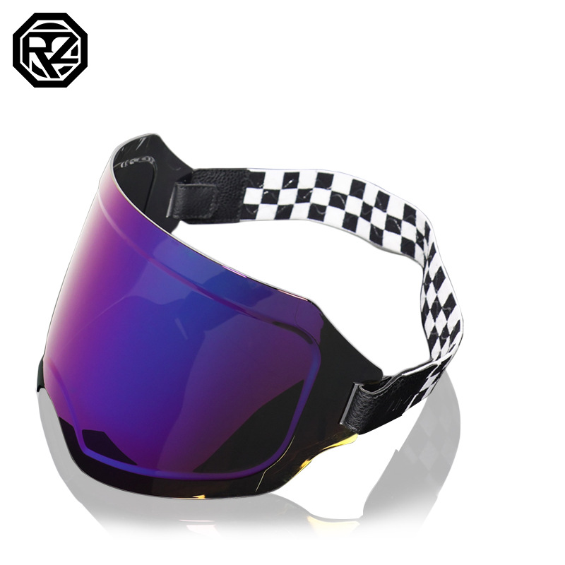 Orz-729 Correa gafas motocicleta casco burbuja espejo 3/4 retro medio casco verano casco cuatro estaciones estilo transparente