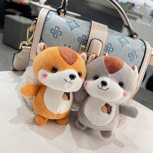 Cartoon squirrel plush pendant wedding doll doll wholesale street stall doll bag keychain plush toy