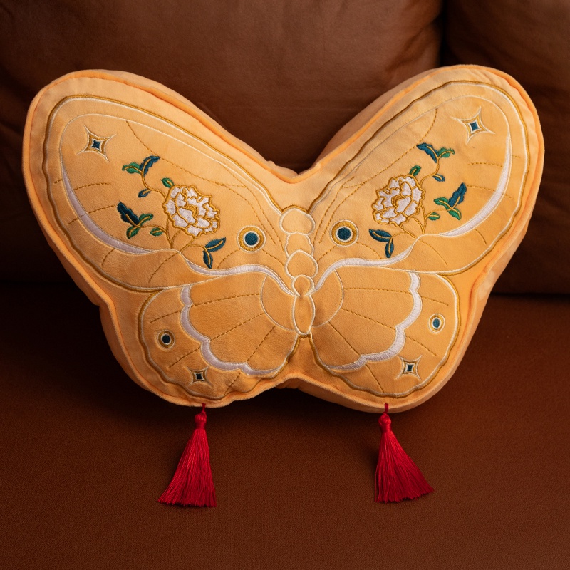 Caricatura adorable estilo nacional de bordilla mariposa almohada almohada sofá almohada de peluche muñeca de cabecera almohada