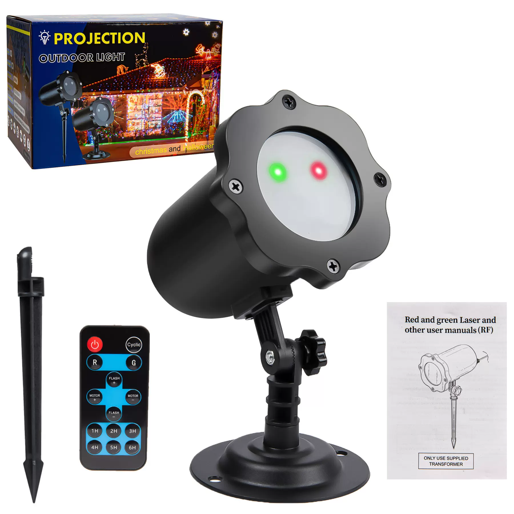 激光灯跨境遥控欧美户外草坪花园圣诞装饰投影灯图案雪花灯