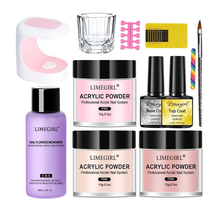Set de manicura transfronterizo, set de polvo de cristal líquido, herramientas para uñas, lámpara de fototerapia, extensión de uñas