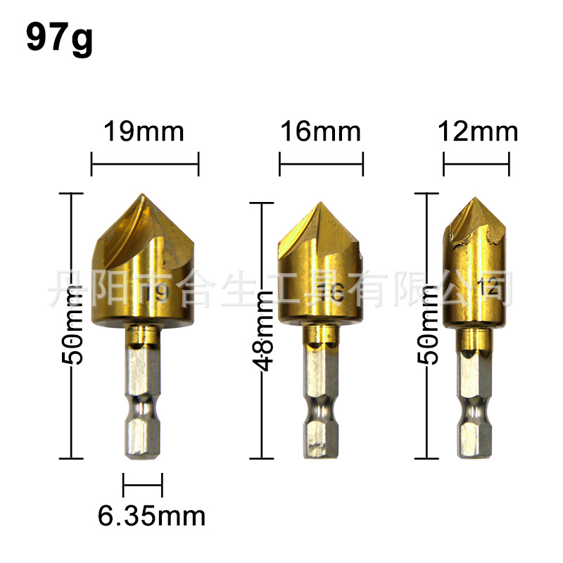 6PCS六角柄镀钛五刃倒角器-3-1