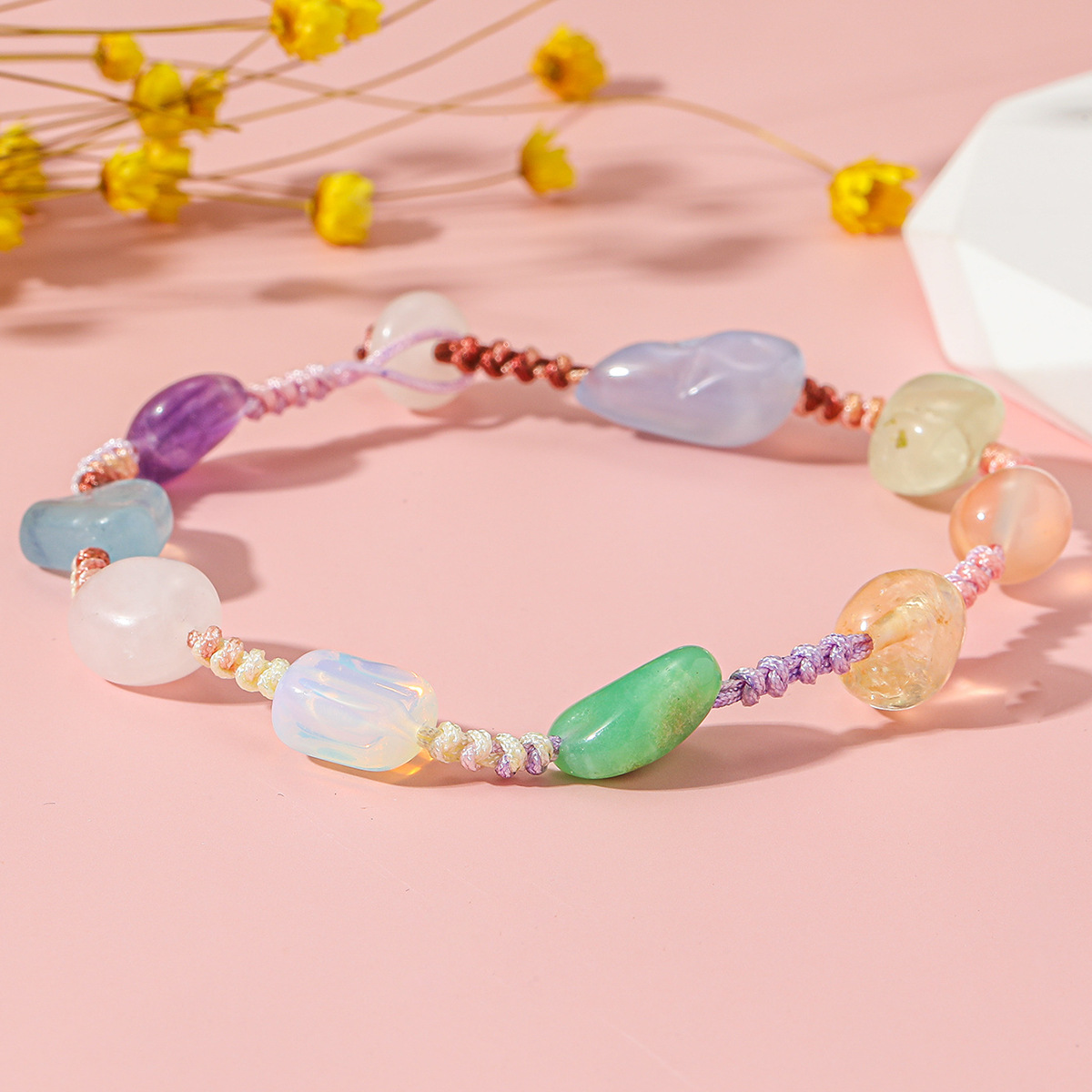 Sweet Geometric Artificial Crystal Knitting Bracelets