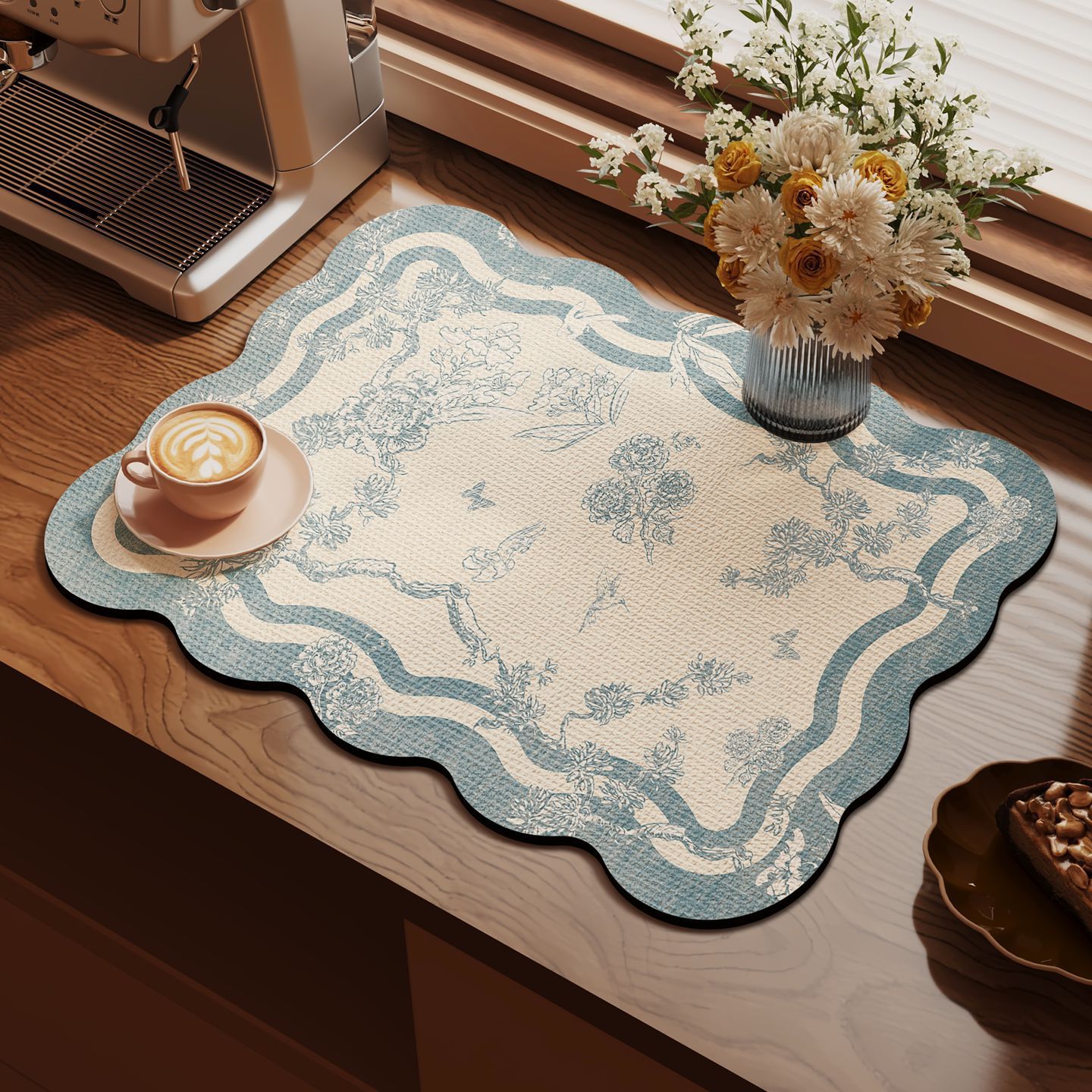 Cocina retro cojín de drenaje cojín antideslizante mesa de comedor cojín de aislamiento térmico resistente al desgaste cojín de barro de diatomas de absorción de agua de secado rápido