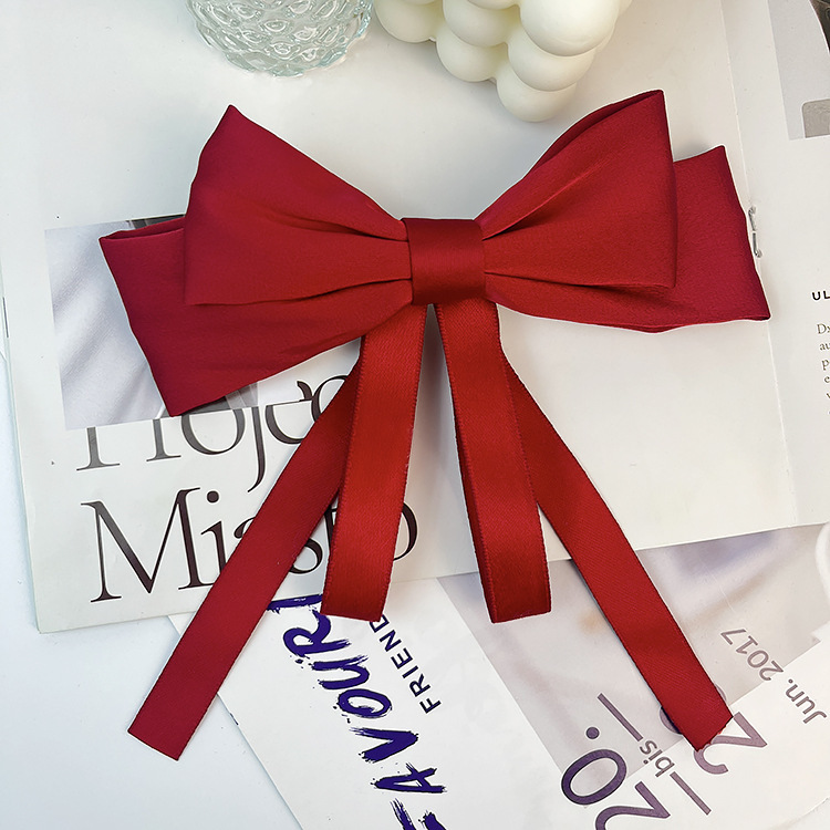 Grande fiocco nastro forcina orizzontale clip copricapo temperamento accessori per capelli alto senso indietro testa superiore clip molla clip all'ingrosso_voghion.com