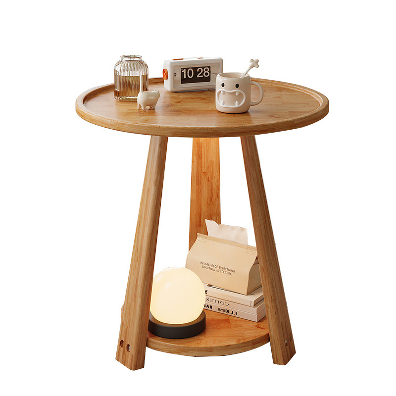 Sofá, mesa auxiliar, mesa de centro pequeña, mesa redonda pequeña de madera maciza, sala de estar, mesa pequeña móvil para el hogar, mesa lateral para el balcón, mesa de té pequeña