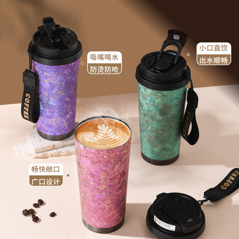 二重コーヒーカップ純チタン大氷花結晶工芸屋外旅行プレゼントキャンプ共通携帯カップ|undefined