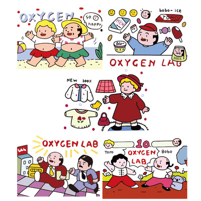 韩国ins复古插画氧气老头手帐贴纸卡片ins可爱手账手机装饰明信片