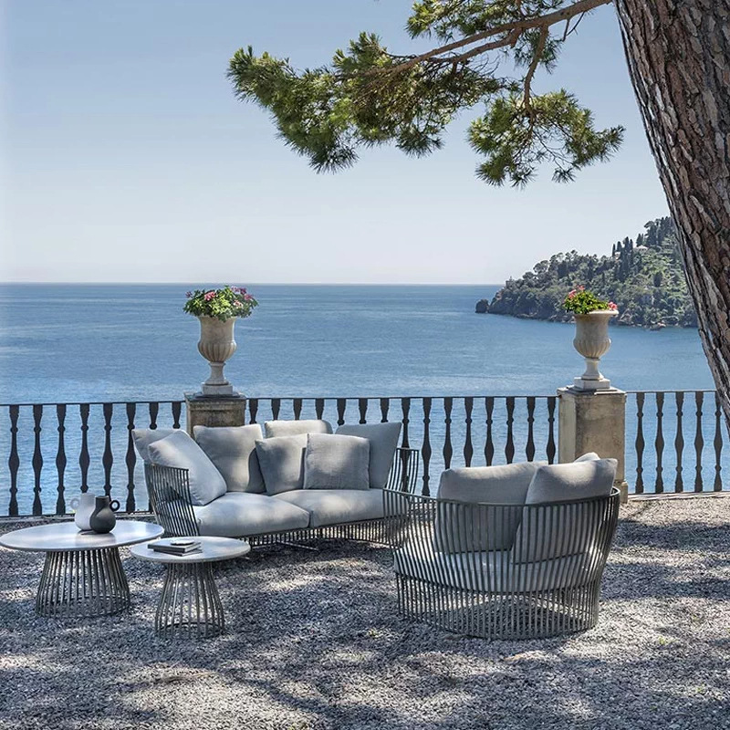 Outdoor aluminum alloy sofa set, suitable for hotels, guesthouses, and villas, with waterproof design for outdoor use, perfect for patios, courtyards, and sunrooms