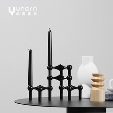 新中式现代创意金属三角烛台样板房间售楼处软装饰品桌面烛插摆件