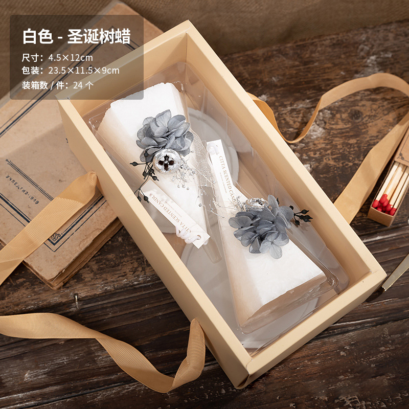 Decoración de Navidad para el hogar velas Decoración de escritorio de Navidad se puede encender velas aromáticas inodoras flor seca Candlestick