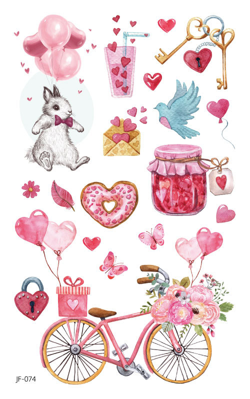 Nuevo Amazon impermeable brillo lindo Día de San Valentín tatuaje pegatinas niños oso vacaciones regalo tatuaje pegatinas