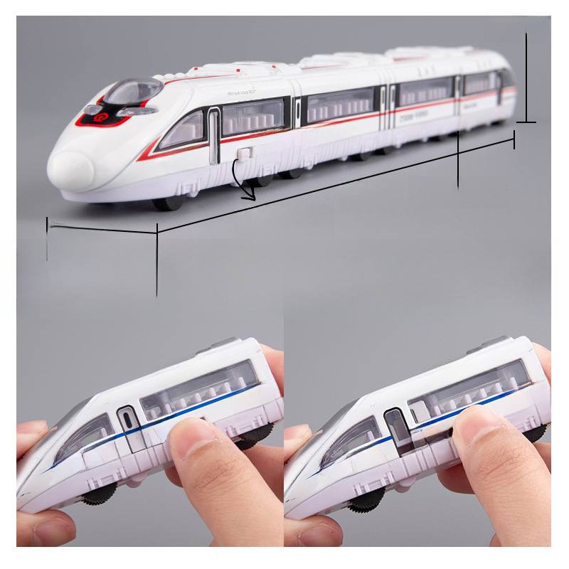 Simulation Pull-Back Alloy High-Speed Train Model with Magnetic Features and Harmony/Rejuvenation Series Bullet Train Ornament Track Set