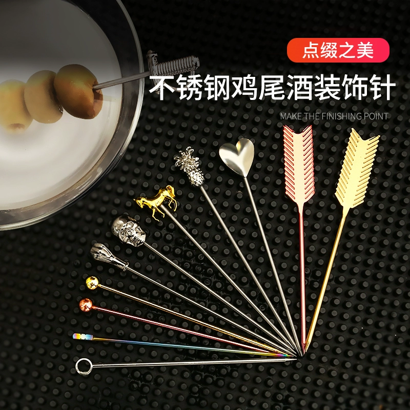 Креативный коктейль из нержавеющей стали иглы винный сок оливковый напиток декоративный бар барменный инструмент художественный фруктовый знак