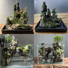实心陶瓷工艺吸水石盆景绿植蕨类微景观假山盆栽懒人水培好养摆件