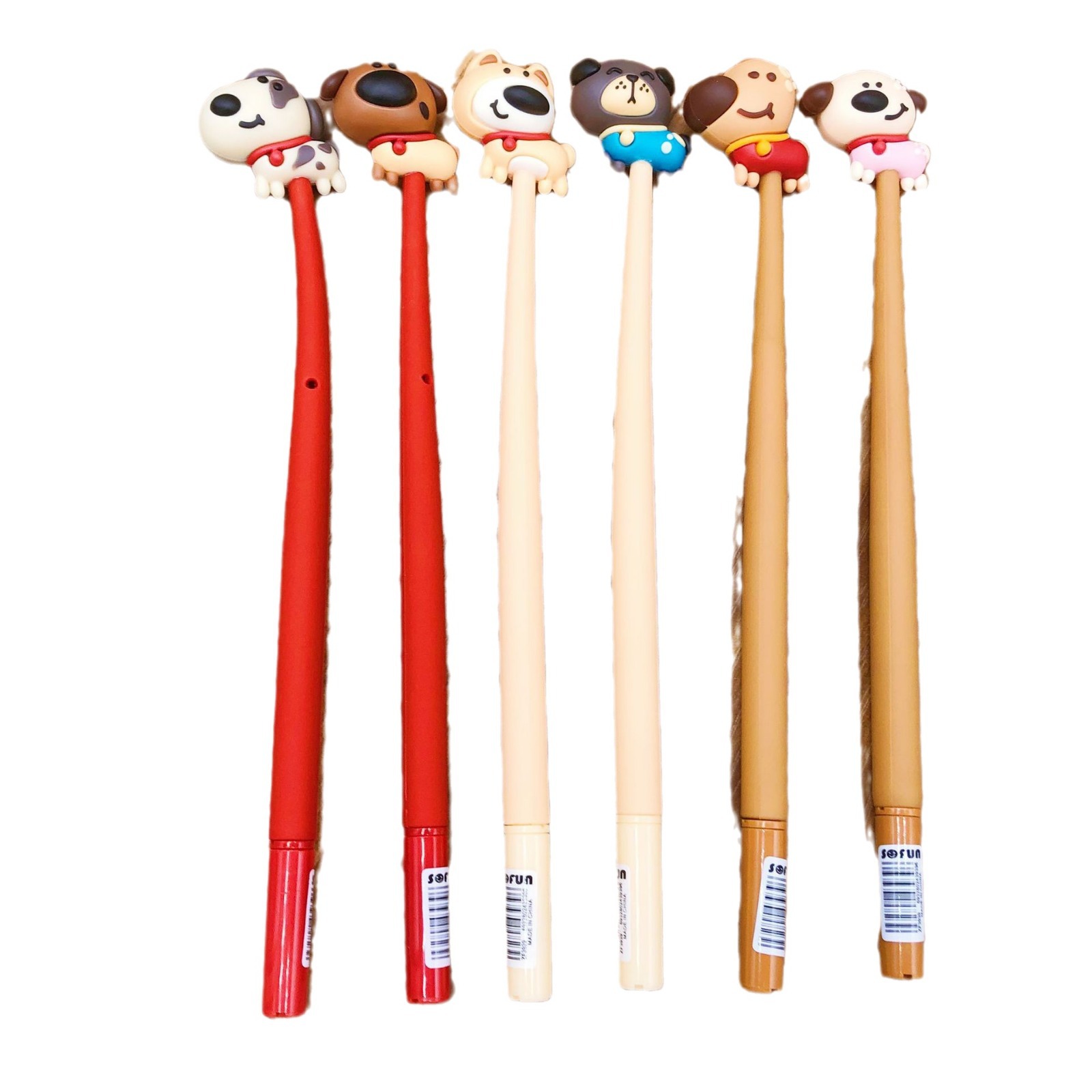 Dibujos animados de Corea suave silicona gel pluma cachorro perro de dibujos animados swing gel pen 48 unidades una caja