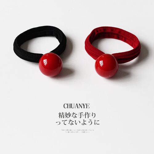 Red Rubber Hair Tie Headband for Women with Japanese and Korean Style, Durable and High-Elasticity, Simple Hairband for Tying Hair