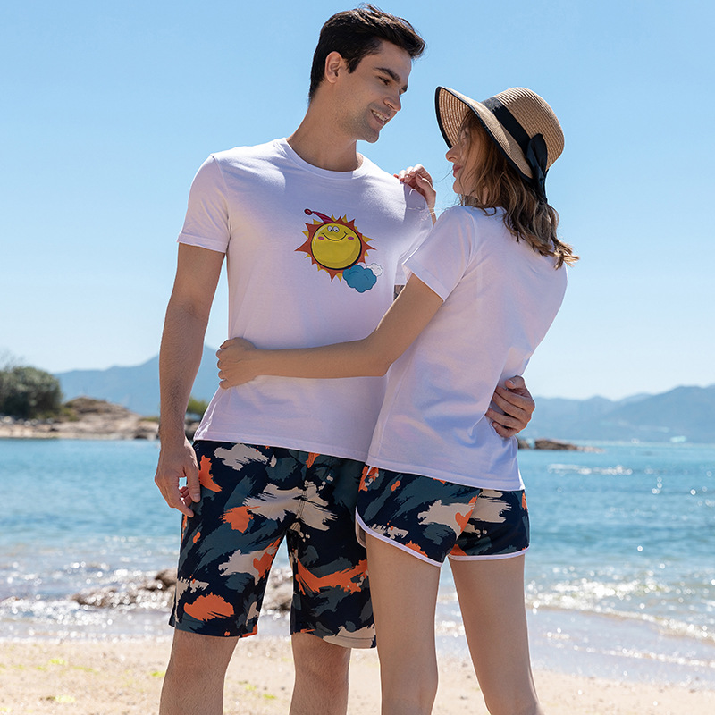 Pareja pantalones de playa versión suelta de los hombres del Parque Acuático natación troncos playa vacaciones camuflaje patrón surf de secado rápido de las mujeres