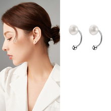 韩版淡水珍珠耳钉女 2022年新款耳环小众设计感潮拧螺丝耳勾耳饰