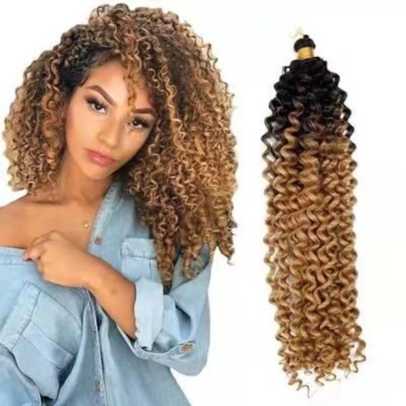 Aguas onduladas gradiente extensión de cabello onduladas agua cabello a granel fibra química europea y americana trenzada pelucina pequeña