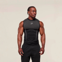 GYMSHARK新型ランニングスポーツフィットネスベスト上着カジュアル通気ガードル半袖カジュアルランニングサメ