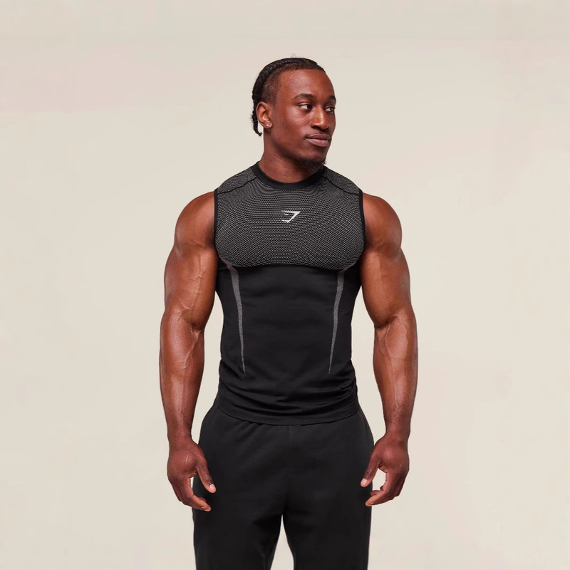 GYMSHARK New Running Sports Fitness Vest Top Casual Breathable Tight Short Sleeve Casual Running Shark