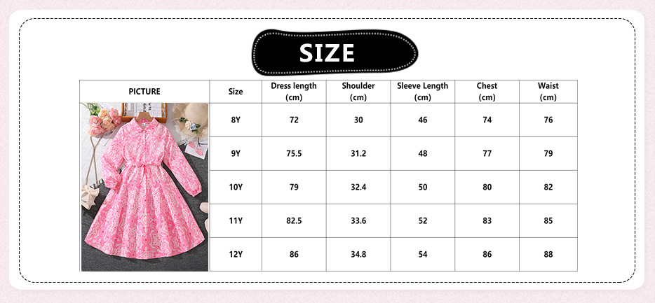 2024 Herbst Neues Produkt Heißer Verkauf Bedrucktes Langarmkleid für Mädchen_voghion.com