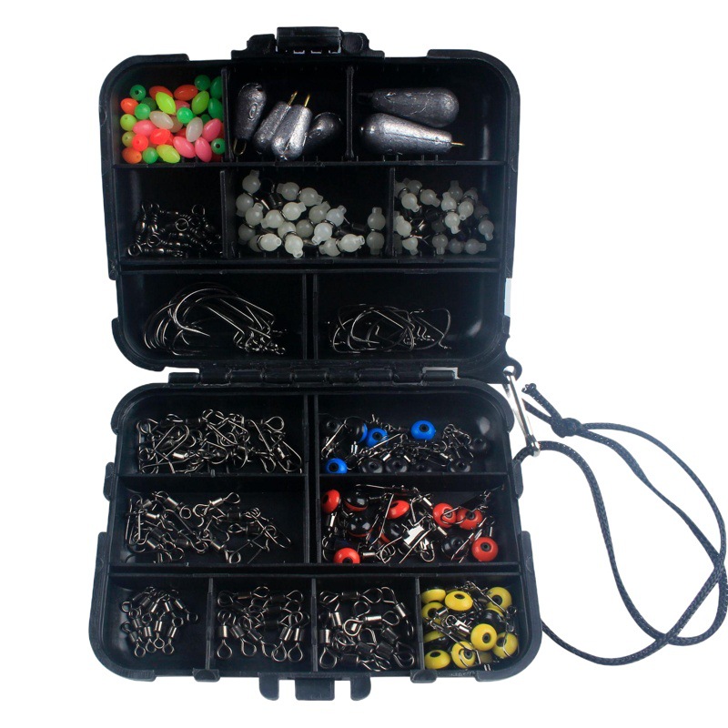 Nuevo 177 piezas accesorios de pesca traje anzuelo/giratorios/colgante de plomo Luya Pesca de Mar Kit de pesca de roca