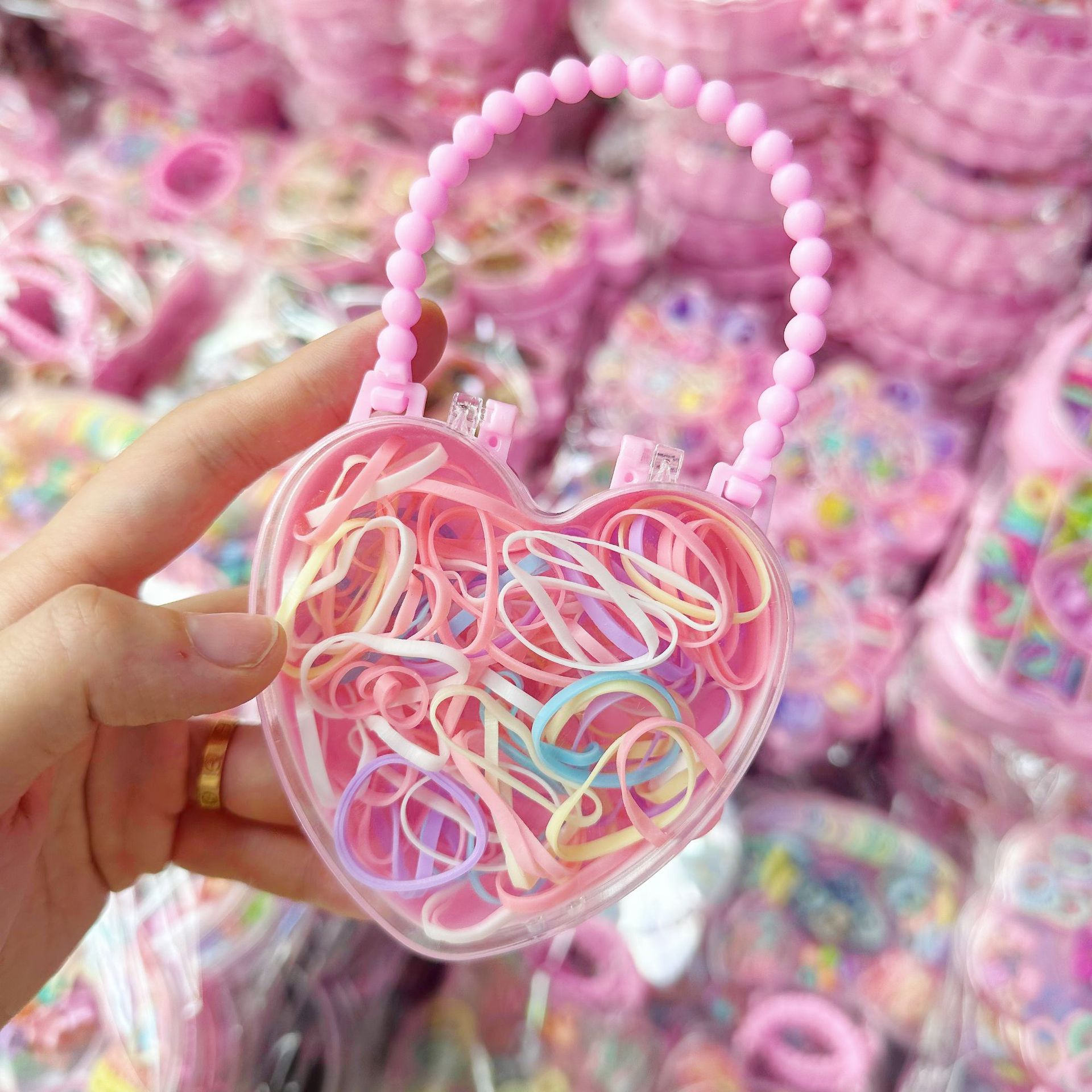 Mini cabeza de princesa en caja, clip de agarre pequeño, clip de flequillo, horquilla rota en la frente, banda elástica para niños, no daña el cabello, anillo del pulgar al por mayor image 63