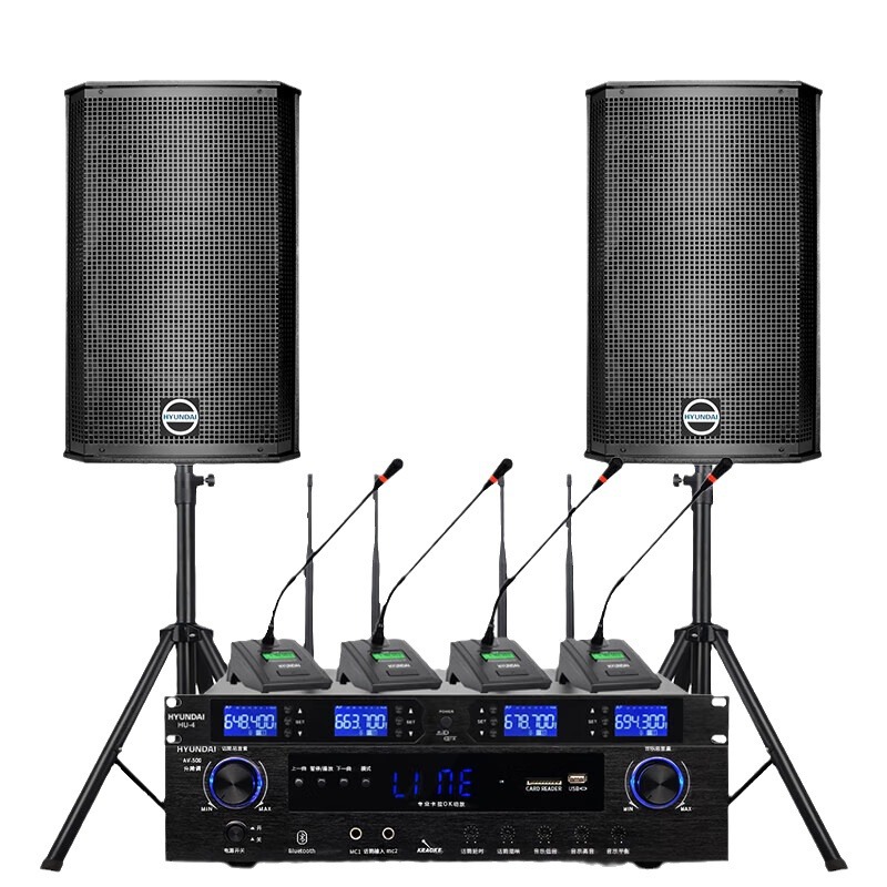 Moderno profesional pequeño y mediano sala de conferencias de audio traje montado en la pared Altavoz Bluetooth amplificador inalámbrico micrófono combinación enseñanza