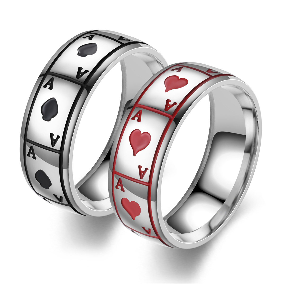 Fashion Poker Stainless Steel Rings 1 Piece display picture 1