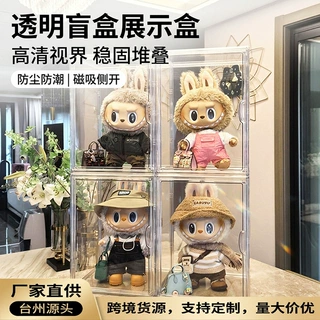 高透明盲盒展示盒磁吸可叠加毛绒娃娃收纳模型防尘防潮手办收纳盒