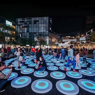 Led Round Sensor Interactive Floor Tile Light Internet Celebrity Music Stage Colorful Running Sensor Foot Interactive Sensor Floor
