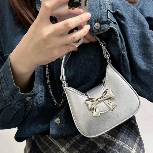 2024 Spring New Mini Lipstick Chain Bag, Uncommon Sweet and Cool Butterfly Knot Handbag, Trendy Crossbody Small Bag