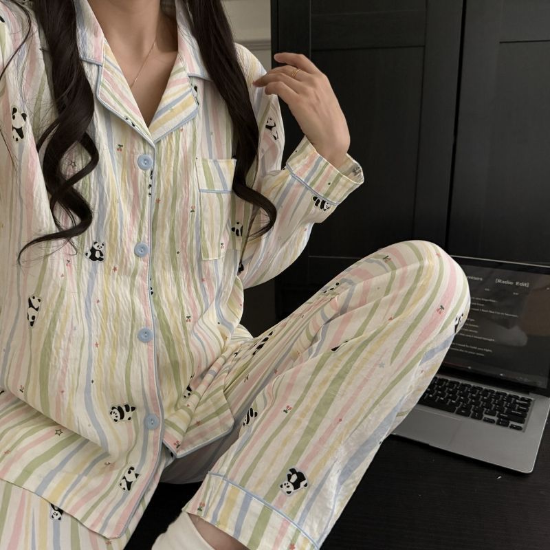Al por mayor transfronterizo KT gato pijama mujer primavera y otoño nubes algodón manga larga 2026 nuevo juego de ropa de hogar encantadora super caliente