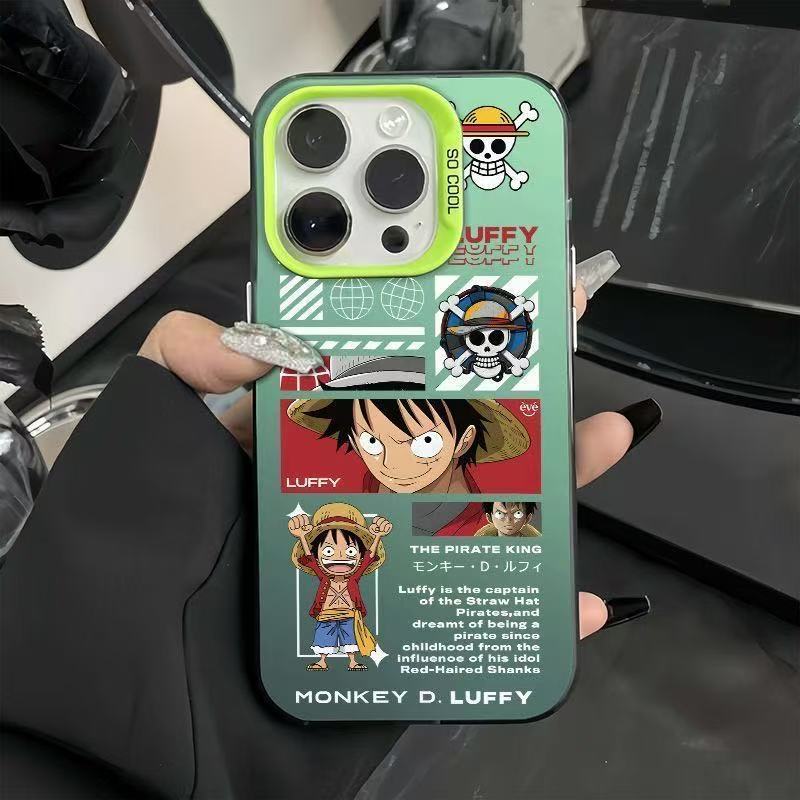 Pirate Luffy Apto para Apple 16Promax Funda para teléfono móvil Carcasa de gas personalizada iPhone15/14/13 Texto 12