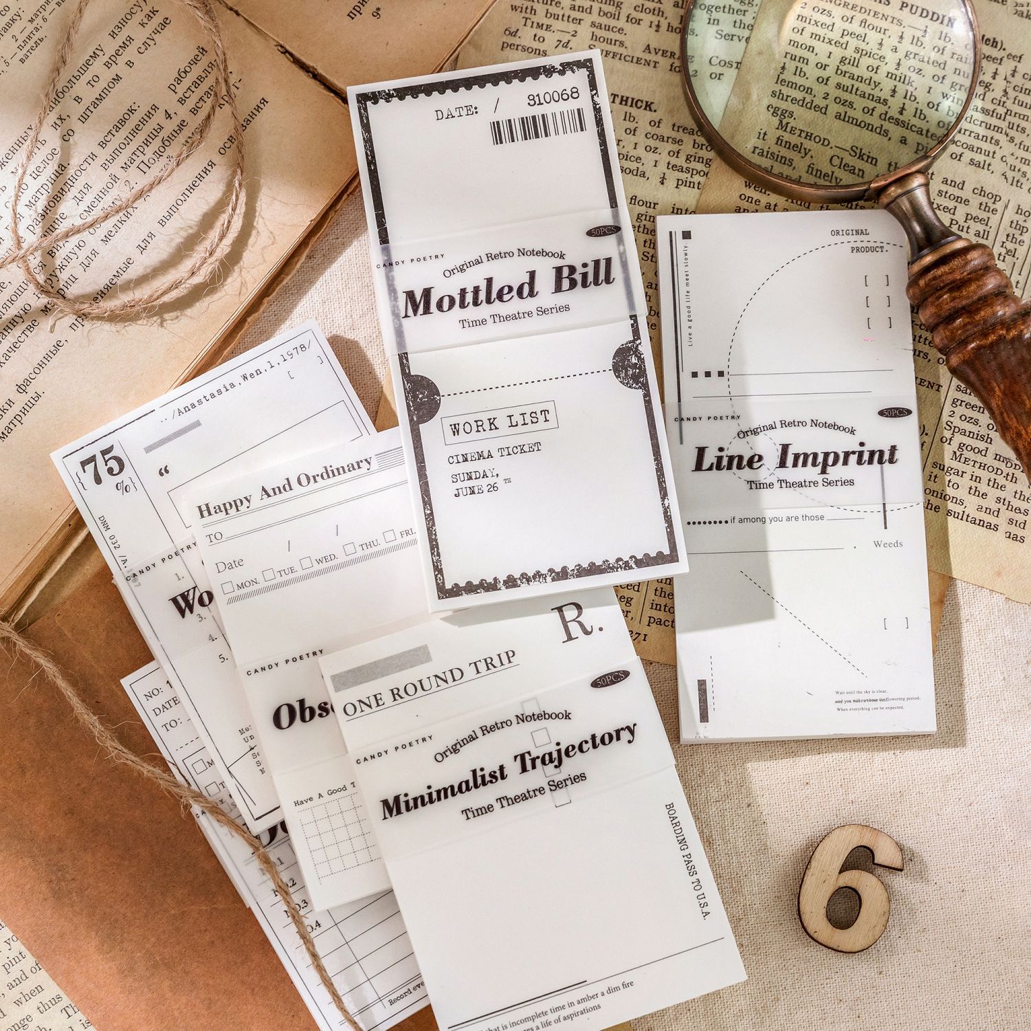 Poesía de azúcar papel kraft libro de notas de la serie de teatro de años retrógrado mensaje simple papel de notas de cuentas de mano