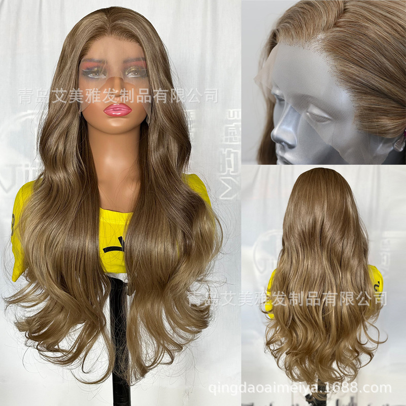 Qingdao Imeya 13x 4 gradient gold synthetic front lace wig natural hairline high temperature silk big wave