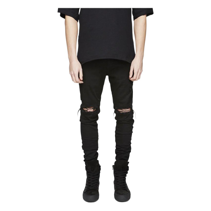 Cross-border Denim New Street Los hombres rasgaron los Pantalones vaqueros de los hombres de estilo coreano de la calle de diseño personalizado de los hombres